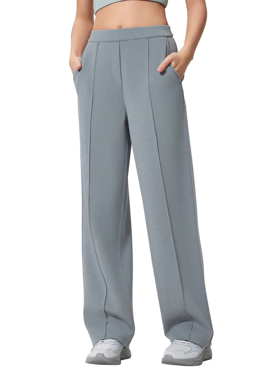 Airy Naked-Feel Fabric Loose Flow Wide-Leg Pants Slimming Straight-Cut Lounge Pants For Athleisure Wear